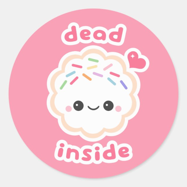 Kawaii Dead Inside Cookie Runder Aufkleber (Vorderseite)