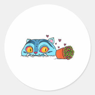 Kawaii Demon Cat Funny Anime Otaku Japanisch Runder Aufkleber