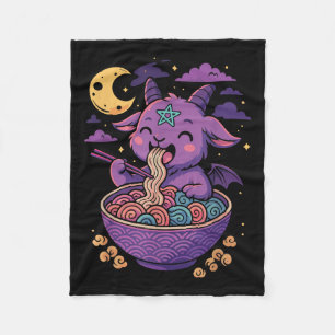 Kawaii Demon Ramen Noodles Goat Pentagram Pastel B Fleecedecke