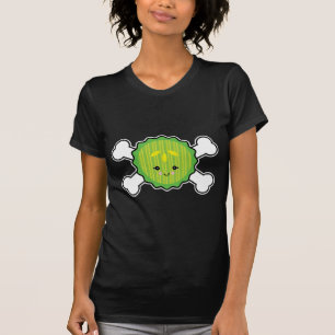 kawaii Dillgurken-Scheibe und Totenkopf-Design T-Shirt