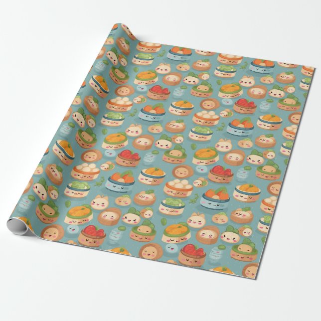Kawaii Dim Sum Sunday Pattern Geschenkpapier (Ungerollt)
