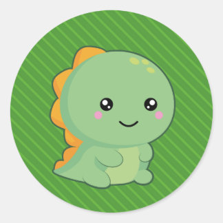 Kawaii Dinosaur Runder Aufkleber