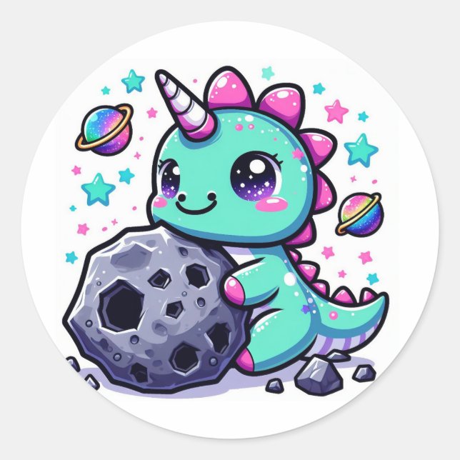 Kawaii Dinosaur Shirt! So niedlich! Runder Aufkleber (Vorderseite)