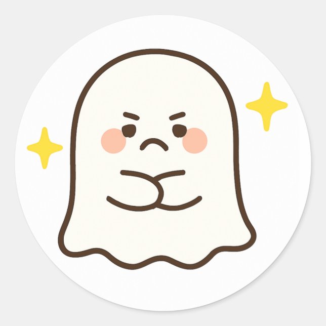 Kawaii Disapproving Ghost Sticker (Devant)