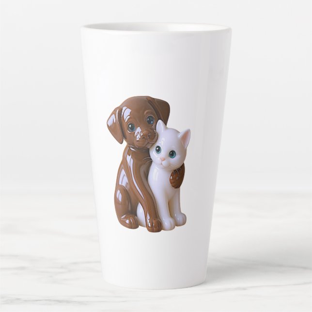 Kawaii Dog & Cat  Milchtasse (Vorderseite)