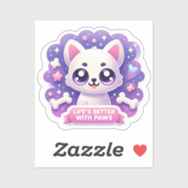 Kawaii Dog Life's Better with Paws Niedlich Puppy Aufkleber