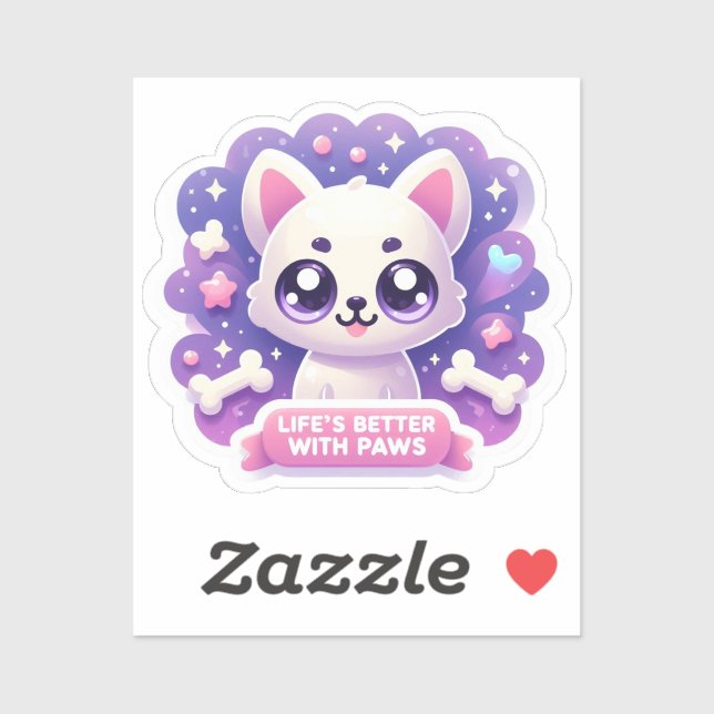 Kawaii Dog Life's Better with Paws Niedlich Puppy Aufkleber (Blatt)