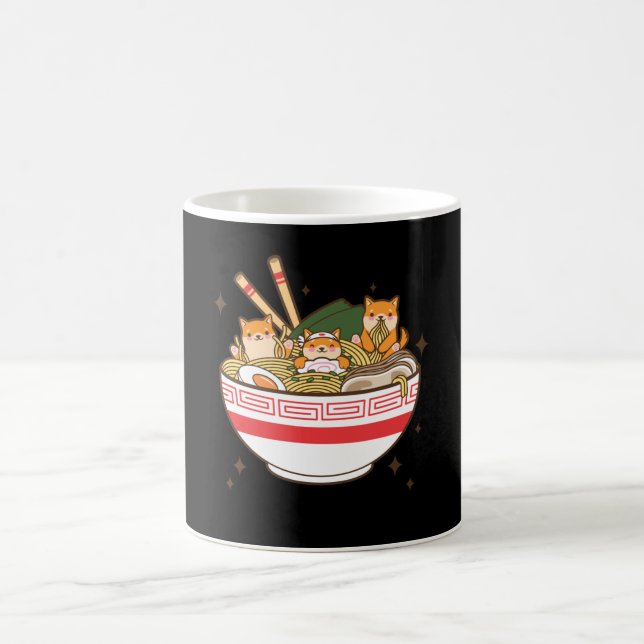 Kawaii dogs eating Ramen Kaffeetasse (Mittel)