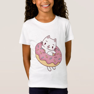 Kawaii Donut Cat T - Shirt - Niedlicher Cartoon Ki