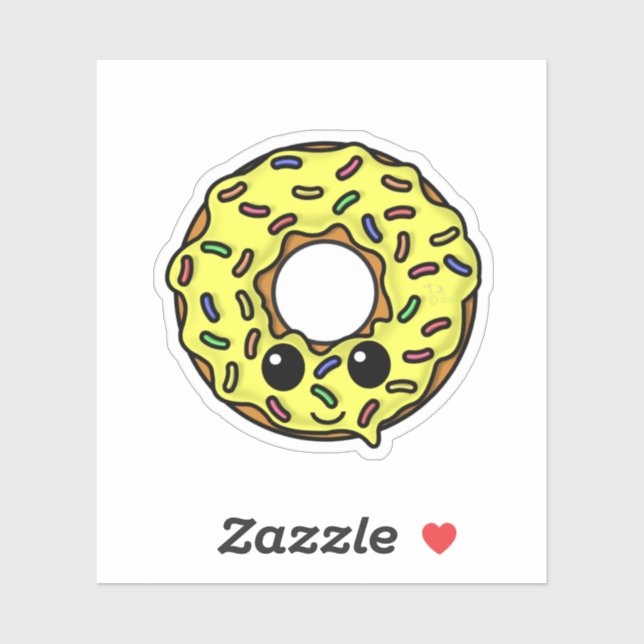 Kawaii Donut mit Sprinklen Aufkleber (Blatt)