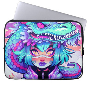 Kawaii Dragon Headdress Girl in Vaporwave Skies Laptopschutzhülle