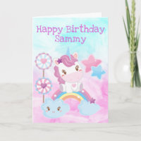 Kawaii Dreamy Unicorn Rainbow Cloud Happy Birthday