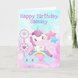 Kawaii Dreamy Unicorn Rainbow Cloud Happy Birthday Karte