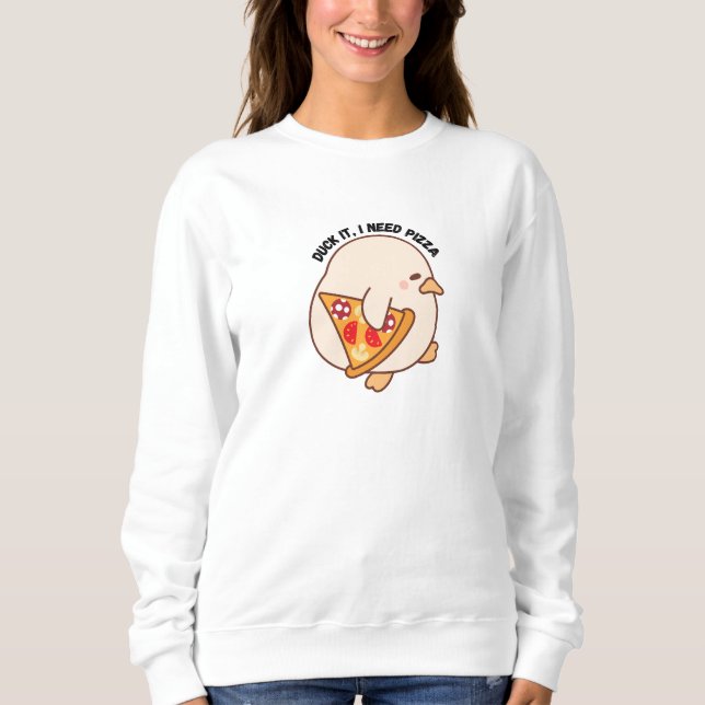 Kawaii Duck Pizza Lover Sweatshirt (Vorderseite)