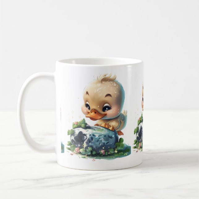 "Kawaii Duckling Kissing Kissing Blarney Stone Mug (Gauche)