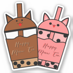 Kawaii Duo Meow Tea Vinyl Aufkleber