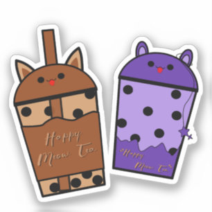 Kawaii Duo Meow Tea Vinyl Sticker