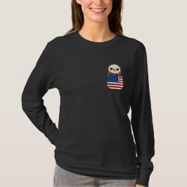 Kawaii Eagle American Flag Pocket T-Shirt