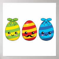 Kawaii Easter Eggs with Ribbons