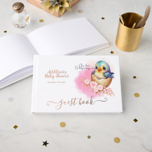 Kawaii-Ei-Vogel-Elegante Floral-Baby-Shower-Folie Gästebuch