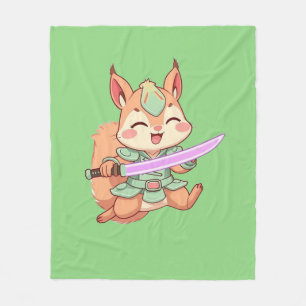 Kawaii Eichhörnchen Samurai. Fleecedecke
