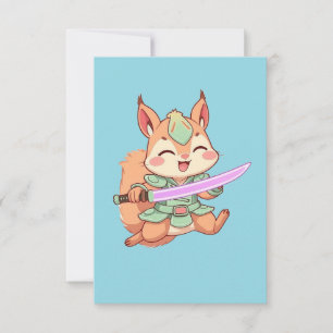 Kawaii Eichhörnchen Samurai. Mitteilungskarte