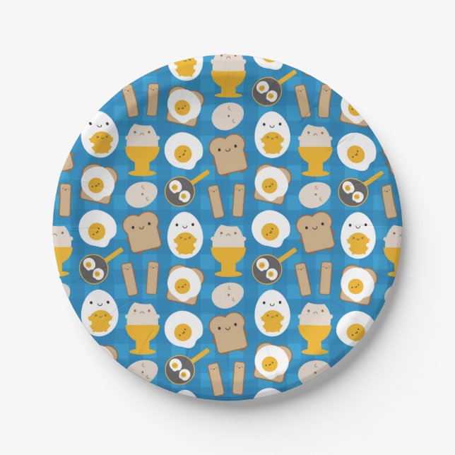 Kawaii Eier zum Frühstück Pappteller (Vorderseite)