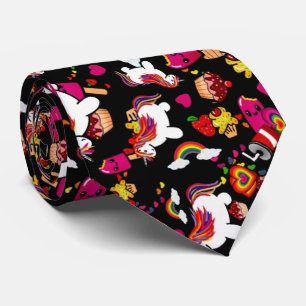 Kawaii Einhorn Cupcake Doodles Personalisiert Krawatte