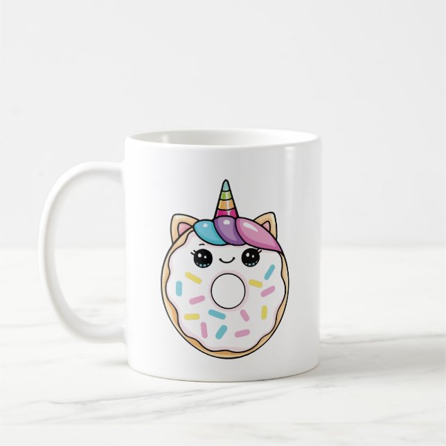 Kawaii-Einhorn-Donut  Kaffeetasse (Links)