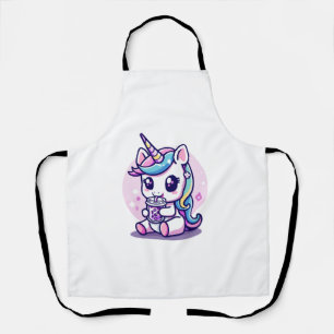Kawaii-Einhorn mit Hase und Teddybär Langarm Schürze