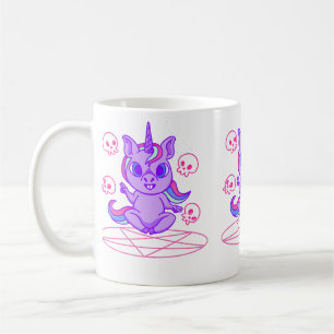 Kawaii-Einhorn-Pentagramm-Schädel Kaffeetasse
