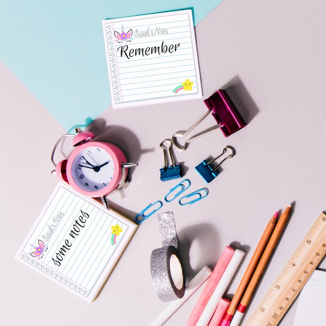 Kawaii Einhorn & Regenbogenschuss Sterne 3"x"3 Post-it Klebezettel (Von Creator hochgeladen)