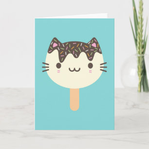 Kawaii Eis-Amigo-Katze Karte
