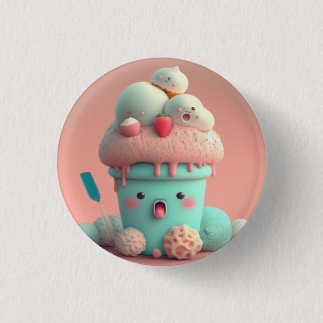 Kawaii-Eis Button (Vorderseite)