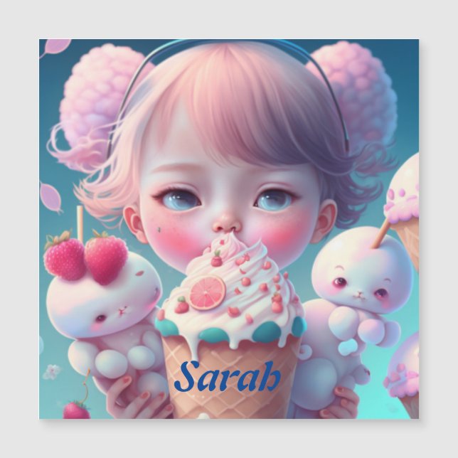 Kawaii Eis Girl Card Magnetkarte (Vorderseite)