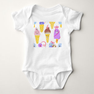 Kawaii Eis, niedlich, nahtlos. Baby Strampler