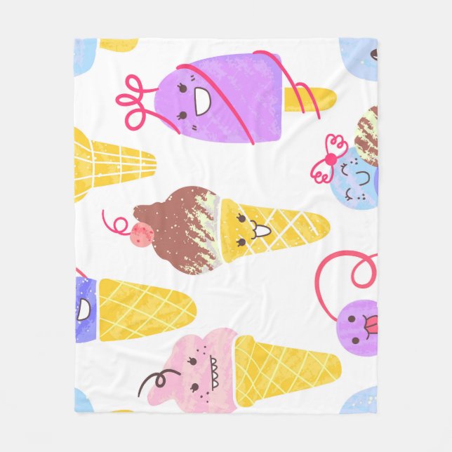 Kawaii Eis, niedlich, nahtlos. Fleecedecke (Vorderseite)