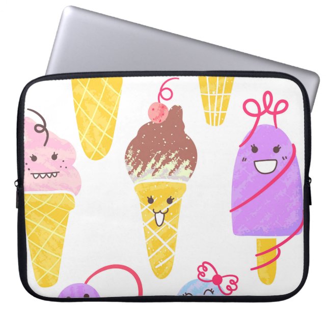 Kawaii Eis, niedlich, nahtlos. Laptopschutzhülle (Vorderseite)