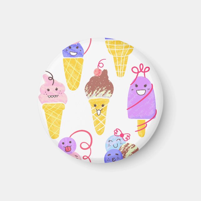 Kawaii Eis, niedlich, nahtlos. Magnet (Vorne)