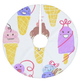 Kawaii Eis, niedlich, nahtlos. Polyester Weihnachtsbaumdecke