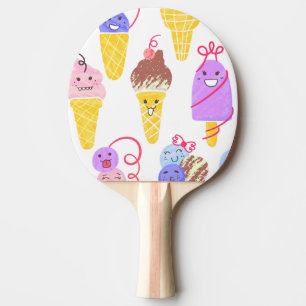 Kawaii Eis, niedlich, nahtlos. Tischtennis Schläger