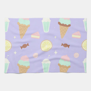 Kawaii-Eis-Süßigkeiten-Muster Geschirrtuch