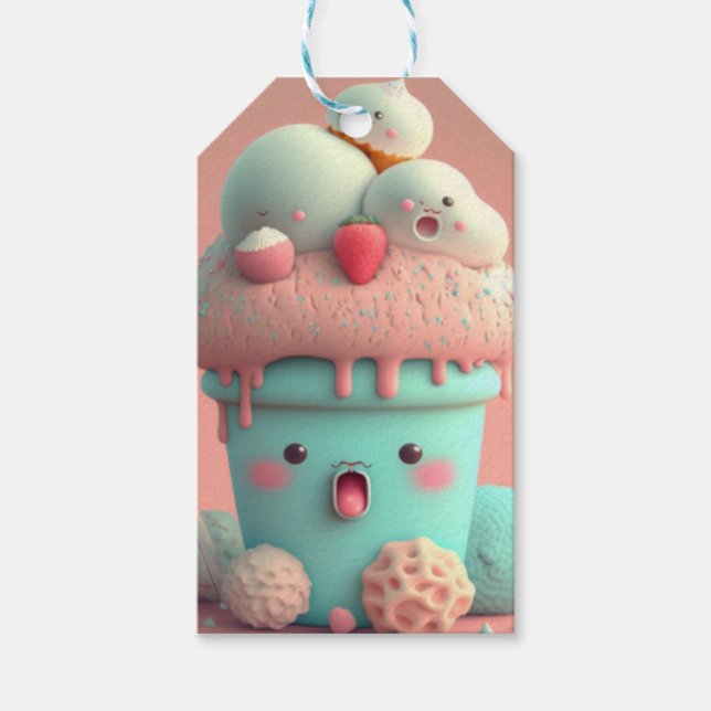 Kawaii-Eisbecher Geschenkanhänger (Vorderseite)