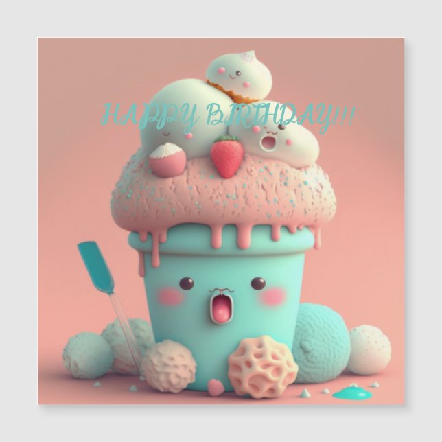 Kawaii Eisbecherkarte Magnetkarte (Vorderseite)