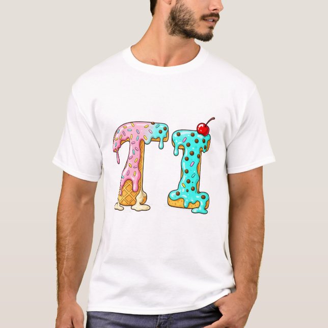 Kawaii-Eiscreme-Initial Süße Eiscreme-Buchstabe T-Shirt (Vorderseite)