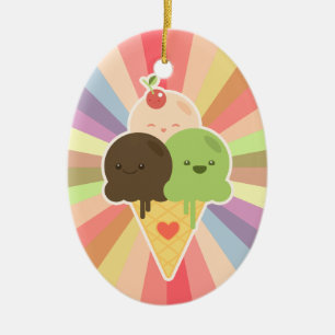 Kawaii Eiscreme-Regenbogenverzierung Keramik Ornament