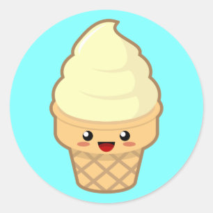 Kawaii Eiscreme Runder Aufkleber