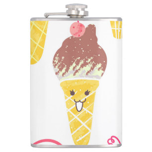 Kawaii-Eiscreme, süß, nahtloses Muster. Flachmann