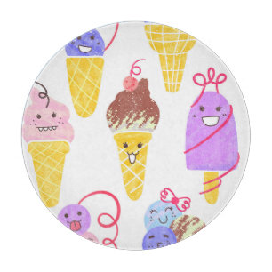 Kawaii-Eiscreme, süß, nahtloses Muster. Schneidebrett