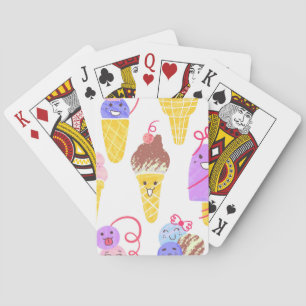 Kawaii-Eiscreme, süß, nahtloses Muster. Spielkarten